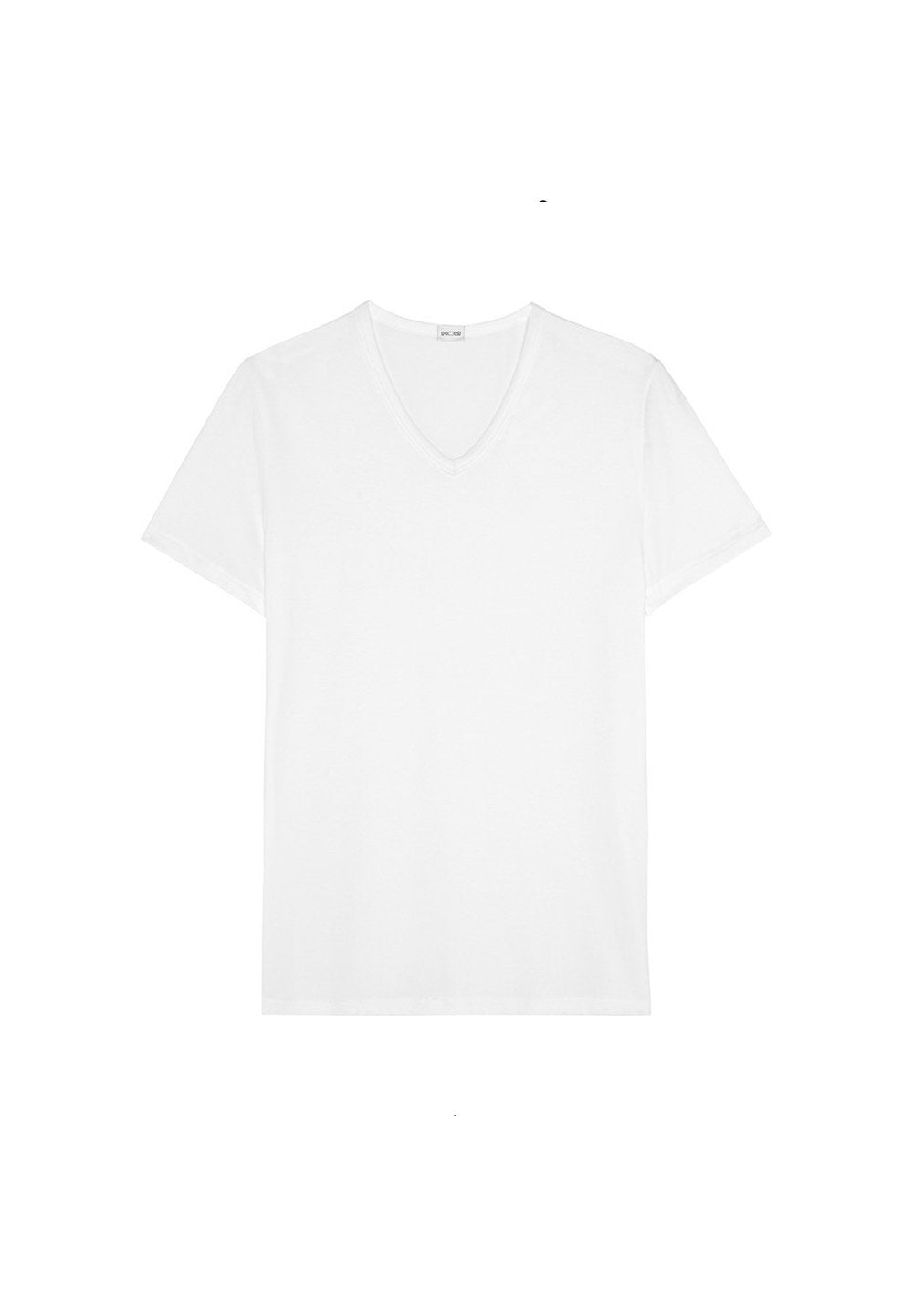 Front cutout view of HO white cotton Tee-Shirt V Neck