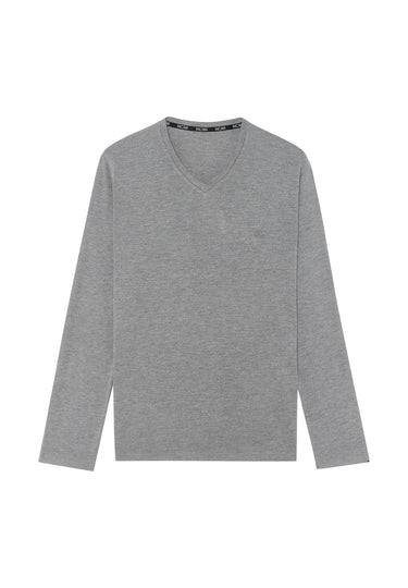 Front cutout view of HO grey  L/SLV Shirt V-Neck