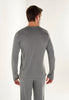 Back view of a men model wearing HO grey  L/SLV Shirt V-Neck