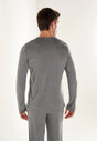 Back view of a men model wearing HO grey  L/SLV Shirt V-Neck