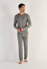 Full-body view of a men model wearing HO grey  L/SLV Shirt V-Neck