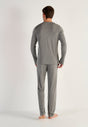 General view of a men model wearing HO grey  L/SLV Shirt V-Neck