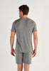 Back view of a men model wearing HO grey  Tee-Shirt V Neck