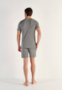 General view of a men model wearing HO grey  Tee-Shirt V Neck