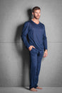 General view of a men model wearing HO navy  Trousers