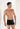 Front view of a men model wearing HO black/navy/blue print cotton Boxer Briefs 3p