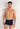 General view of a men model wearing HO black/navy/blue print cotton Boxer Briefs 3p