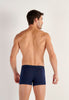 General view of a men model wearing HO black/navy/blue print cotton Boxer Briefs 3p