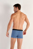 General view of a men model wearing HO black/navy/blue print cotton Boxer Briefs 3p