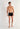 Full-body view of a men model wearing HO black/navy/blue print cotton Boxer Briefs 3p
