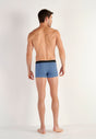 General view of a men model wearing HO black/navy/blue print cotton Boxer Briefs 3p