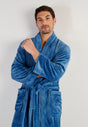 Front view of a men model wearing HO blue  Robe