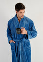General view of a men model wearing HO blue  Robe