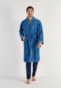 Full-body view of a men model wearing HO blue  Robe
