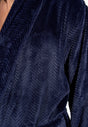 Close-up view of a men model wearing HO navy  Robe