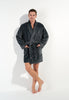 General view of a men model wearing HO grey  Short robe