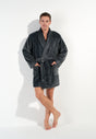 General view of a men model wearing HO grey  Short robe