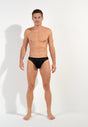 Full-body view of a men model wearing HO black  G-String