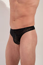General view of a men model wearing HO black  G-String