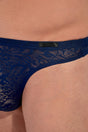 Close-up view of a men model wearing HO navy  G-String