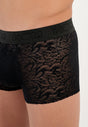 Close-up view of a men model wearing HO black  Trunk