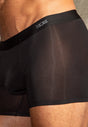 Close-up view of a men model wearing HO black  Comfort Boxer Briefs