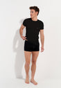 General view of a men model wearing HO black  Tee-Shirt Crew Neck