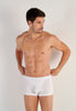 Front view of a men model wearing HO white cotton Boxer Briefs HO1