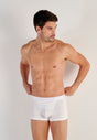 Front view of a men model wearing HO white cotton Boxer Briefs HO1