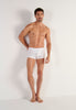 Full-body view of a men model wearing HO white cotton Boxer Briefs HO1
