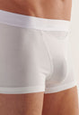 Close-up view of a men model wearing HO white cotton Boxer Briefs HO1