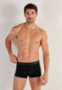 Front view of a men model wearing HO black cotton Boxer Briefs HO1