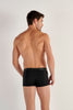 Back view of a men model wearing HO black cotton Boxer Briefs HO1