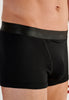 Close-up view of a men model wearing HO black cotton Boxer Briefs HO1