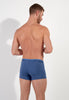 Back view of a men model wearing HO jeans blue cotton Boxer Briefs HO1