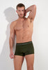 Front view of a men model wearing HO dark khaki cotton Boxer Briefs HO1