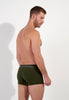 Back view of a men model wearing HO dark khaki cotton Boxer Briefs HO1