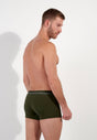 Back view of a men model wearing HO dark khaki cotton Boxer Briefs HO1