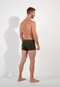 General view of a men model wearing HO dark khaki cotton Boxer Briefs HO1