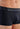 Close-up view of a men model wearing HO navy cotton Boxer Briefs HO1