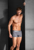 Full-body view of a men model wearing HO grey cotton Boxer Briefs HO1