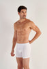 Front view of a men model wearing HO white cotton Long Boxer Briefs HO1