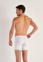 Back view of a men model wearing HO white cotton Long Boxer Briefs HO1
