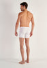 General view of a men model wearing HO white cotton Long Boxer Briefs HO1