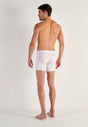 General view of a men model wearing HO white cotton Long Boxer Briefs HO1