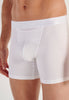 Close-up view of a men model wearing HO white cotton Long Boxer Briefs HO1