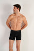 Front view of a men model wearing HO black cotton Long Boxer Briefs HO1