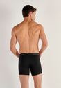 Back view of a men model wearing HO black cotton Long Boxer Briefs HO1