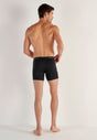 General view of a men model wearing HO black cotton Long Boxer Briefs HO1