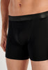 Close-up view of a men model wearing HO black cotton Long Boxer Briefs HO1